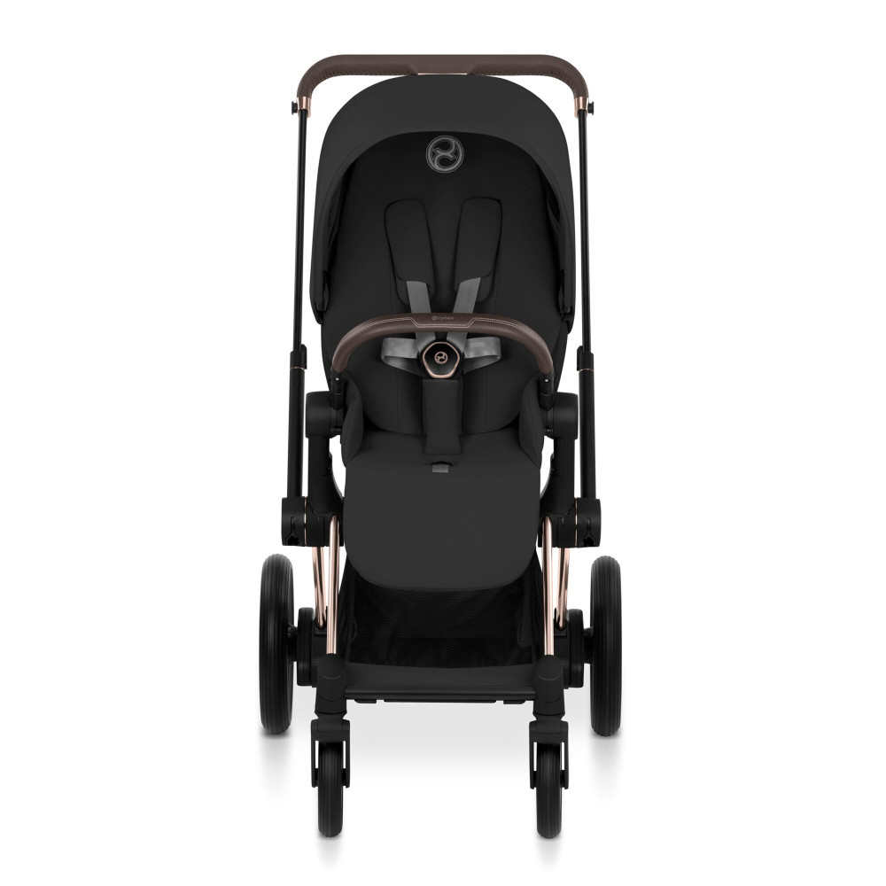 Cybex e-Priam Comfort 2026 - електричний дитячий візок преміум 2в1, люлька складається разом із шасі • Sepia Black/Rosegold