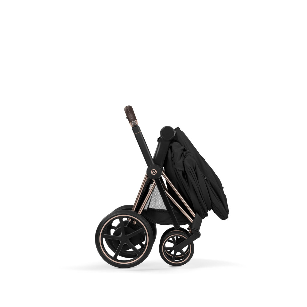 Cybex e-Priam Comfort 2026 - електричний дитячий візок преміум 2в1, люлька складається разом із шасі • Sepia Black/Rosegold