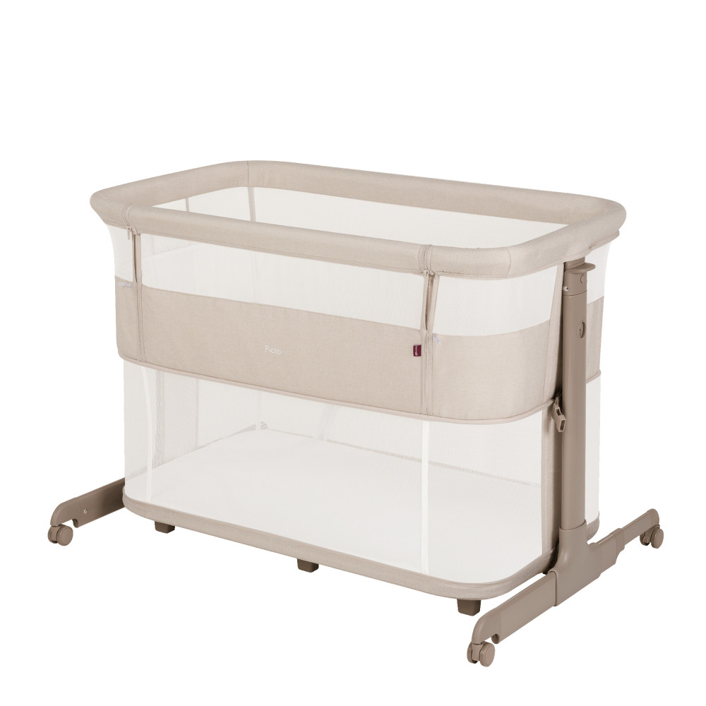 Carrello Picto CRL-16506 - приставная кроватка-манеж 3 в 1, 6 уровней высоты, боковой лаз на молнии • Aori Beige