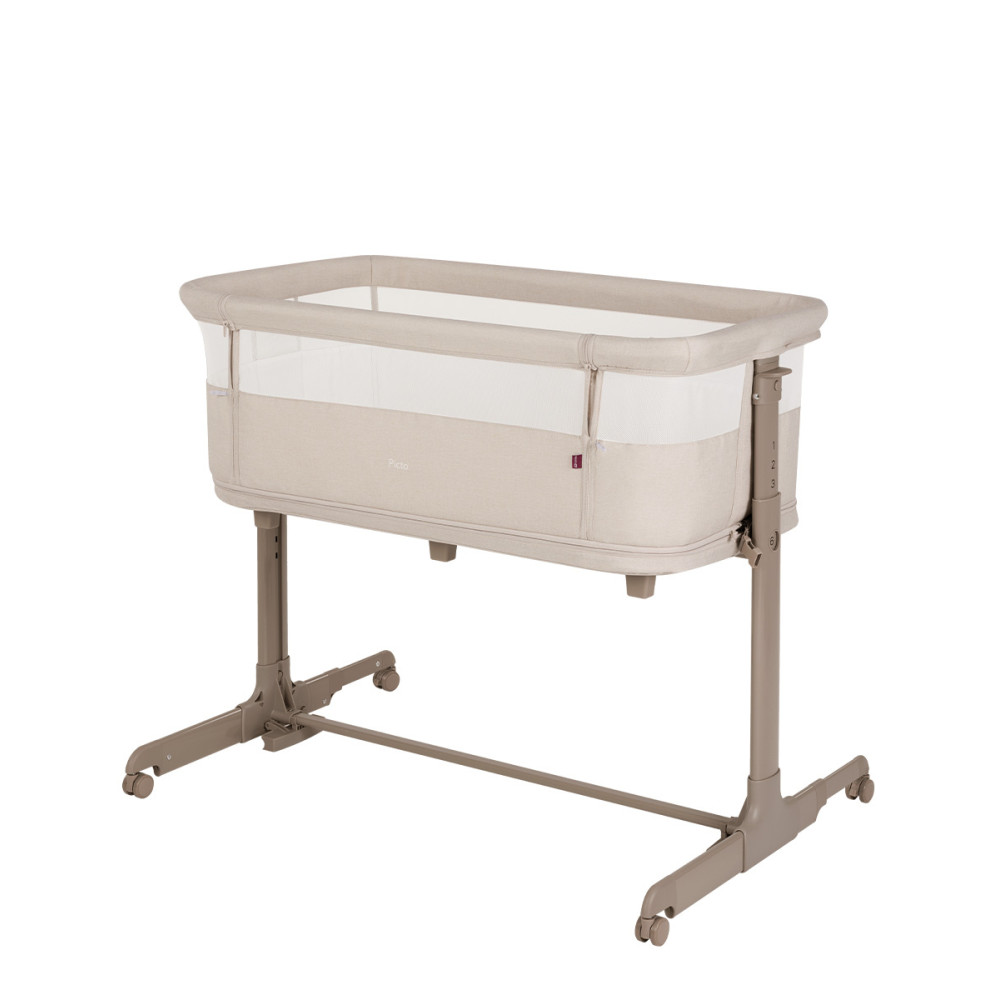 Carrello Picto CRL-16506 - приставная кроватка-манеж 3 в 1, 6 уровней высоты, боковой лаз на молнии • Aori Beige