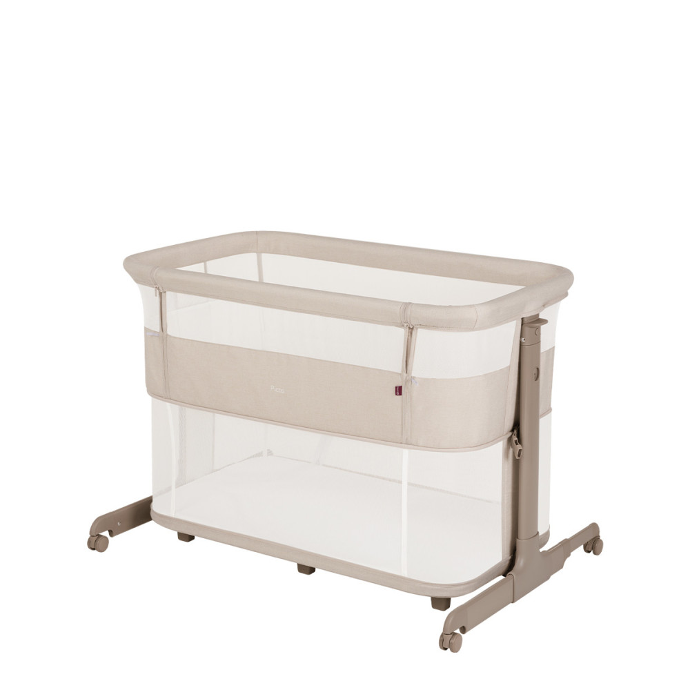 Carrello Picto CRL-16506 - приставная кроватка-манеж 3 в 1, 6 уровней высоты, боковой лаз на молнии • Aori Beige