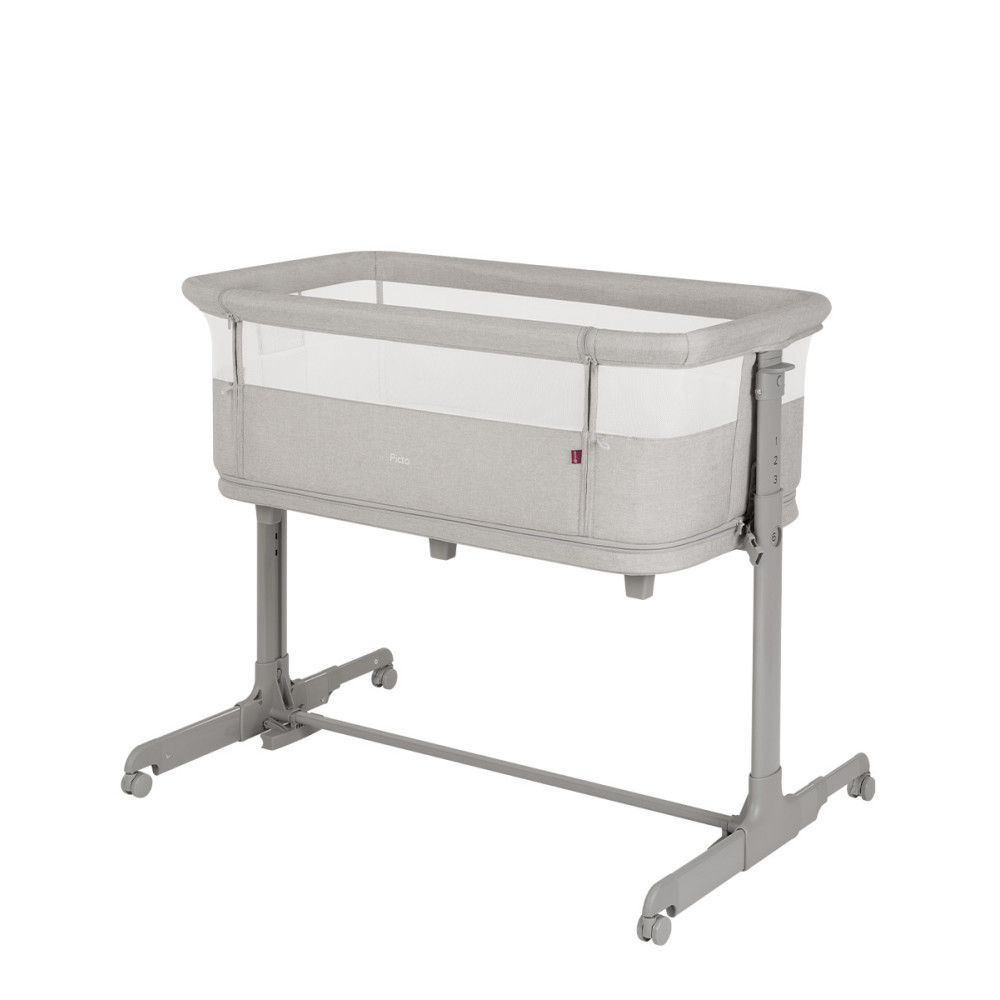 Carrello Picto CRL-16506 - приставная кроватка-манеж 3 в 1, 6 уровней высоты, боковой лаз на молнии • Tao Grey