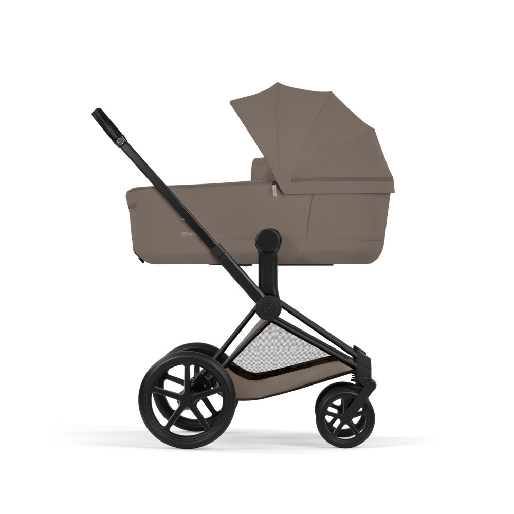 Cybex Priam Comfort 2026 - дитяча коляска з функцією складання разом із люлькою, преміальний візок • Coconut Brown / Matt Black