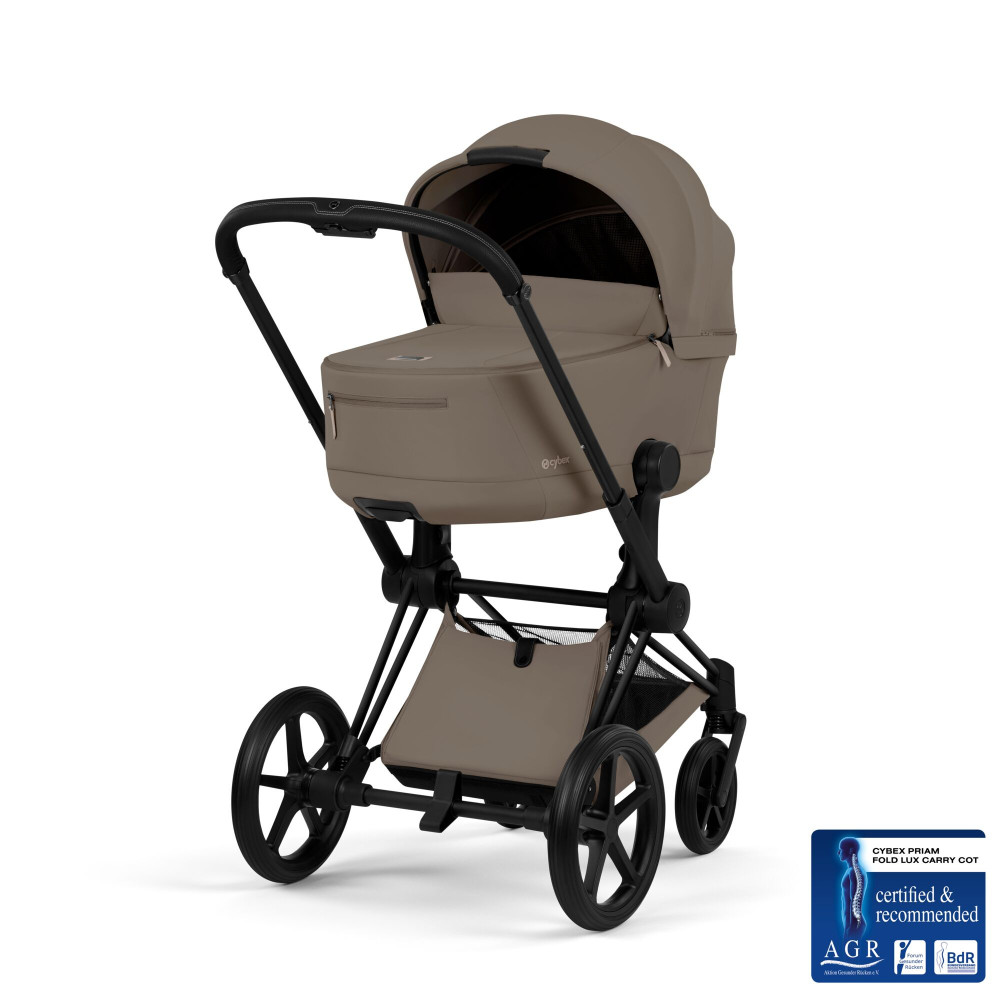 Cybex Priam Comfort 2026 - дитяча коляска з функцією складання разом із люлькою, преміальний візок • Coconut Brown / Matt Black
