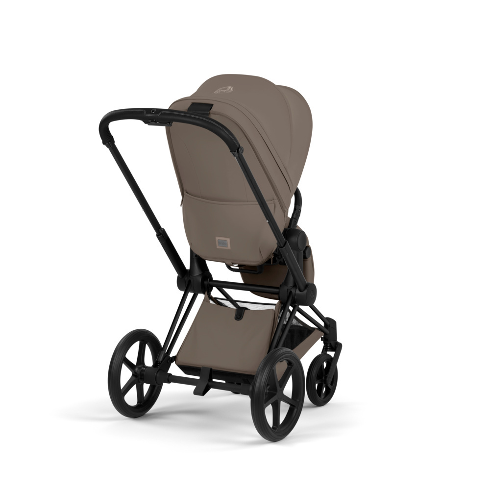 Cybex Priam Comfort 2026 - дитяча коляска з функцією складання разом із люлькою, преміальний візок • Coconut Brown / Matt Black