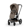 Cybex Priam Comfort 2026 - дитяча коляска з функцією складання разом із люлькою, преміальний візок • Coconut Brown / Matt Black