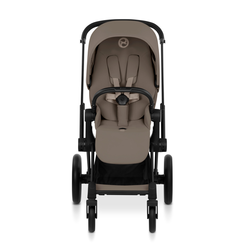 Cybex Priam Comfort 2026 - дитяча коляска з функцією складання разом із люлькою, преміальний візок • Coconut Brown / Matt Black