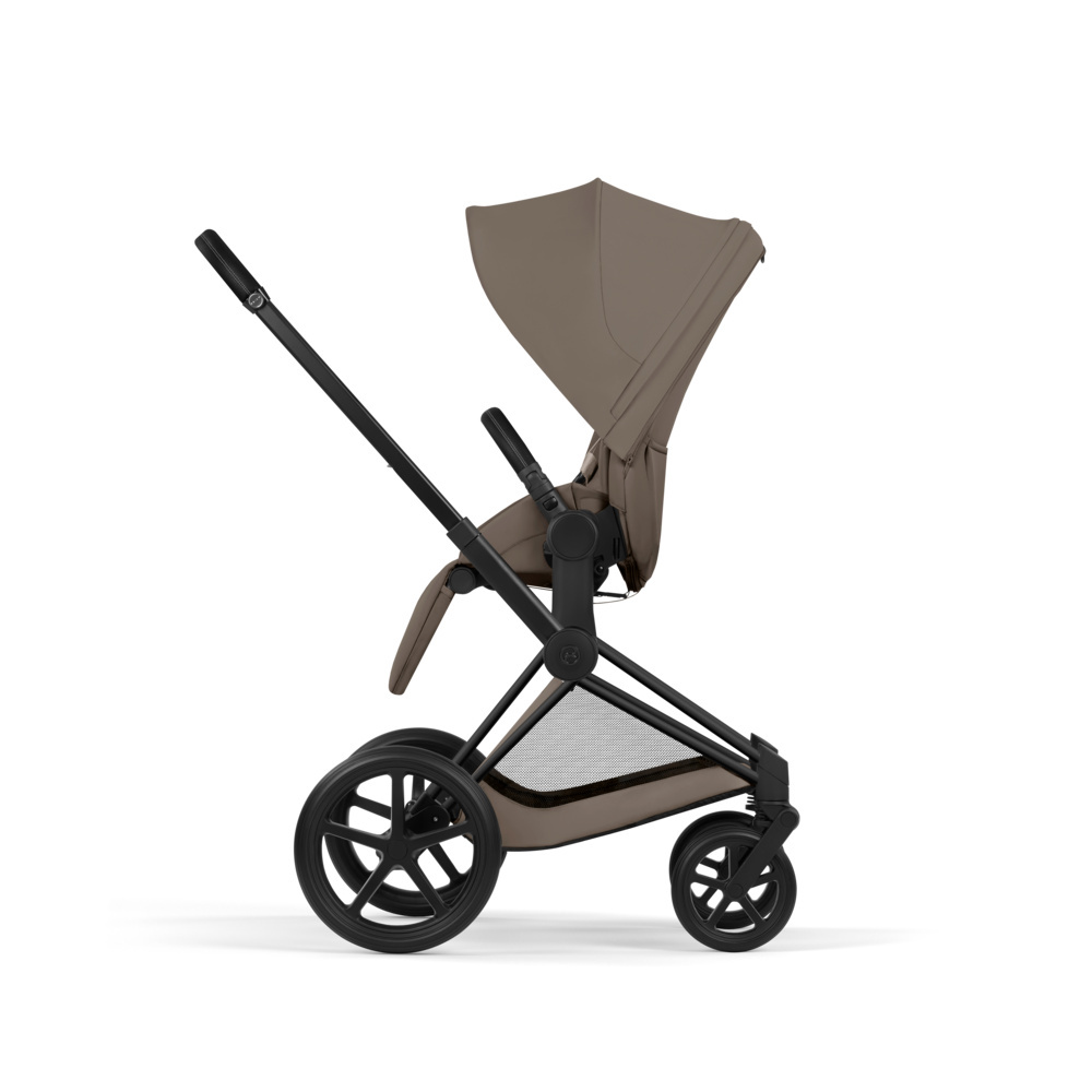 Cybex Priam Comfort 2026 - дитяча коляска з функцією складання разом із люлькою, преміальний візок • Coconut Brown / Matt Black