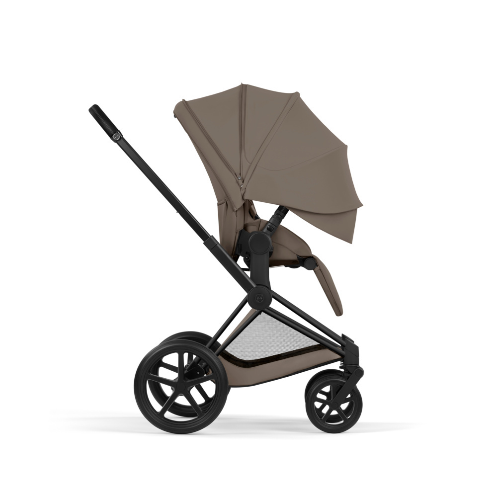 Cybex Priam Comfort 2026 - дитяча коляска з функцією складання разом із люлькою, преміальний візок • Coconut Brown / Matt Black