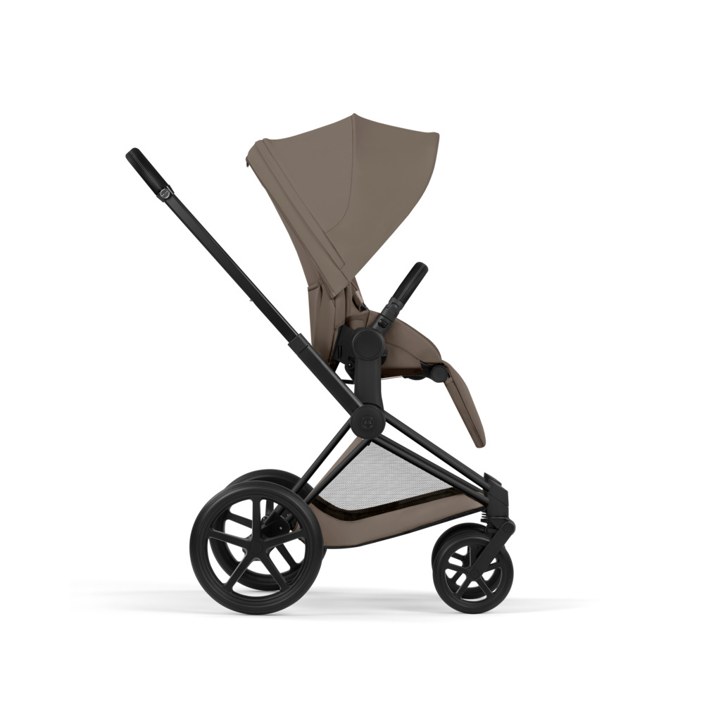 Cybex Priam Comfort 2026 - дитяча коляска з функцією складання разом із люлькою, преміальний візок • Coconut Brown / Matt Black