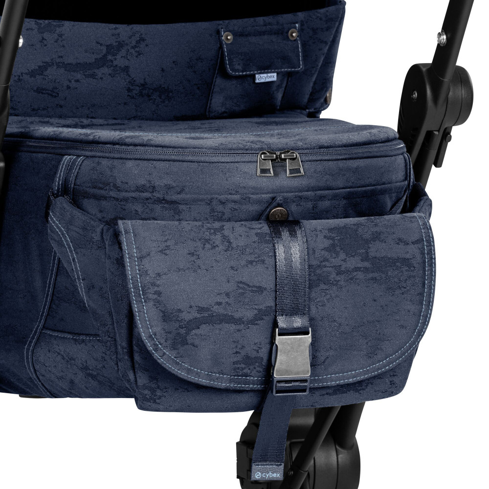 Cybex Mios/Coya Fold Lux Carry Cot - складная люлька вместе с шасси, джинсовая ткань премиум, матрас memory foam, капюшон UPF50+, сумка в комплекте • Rebellious Luxury