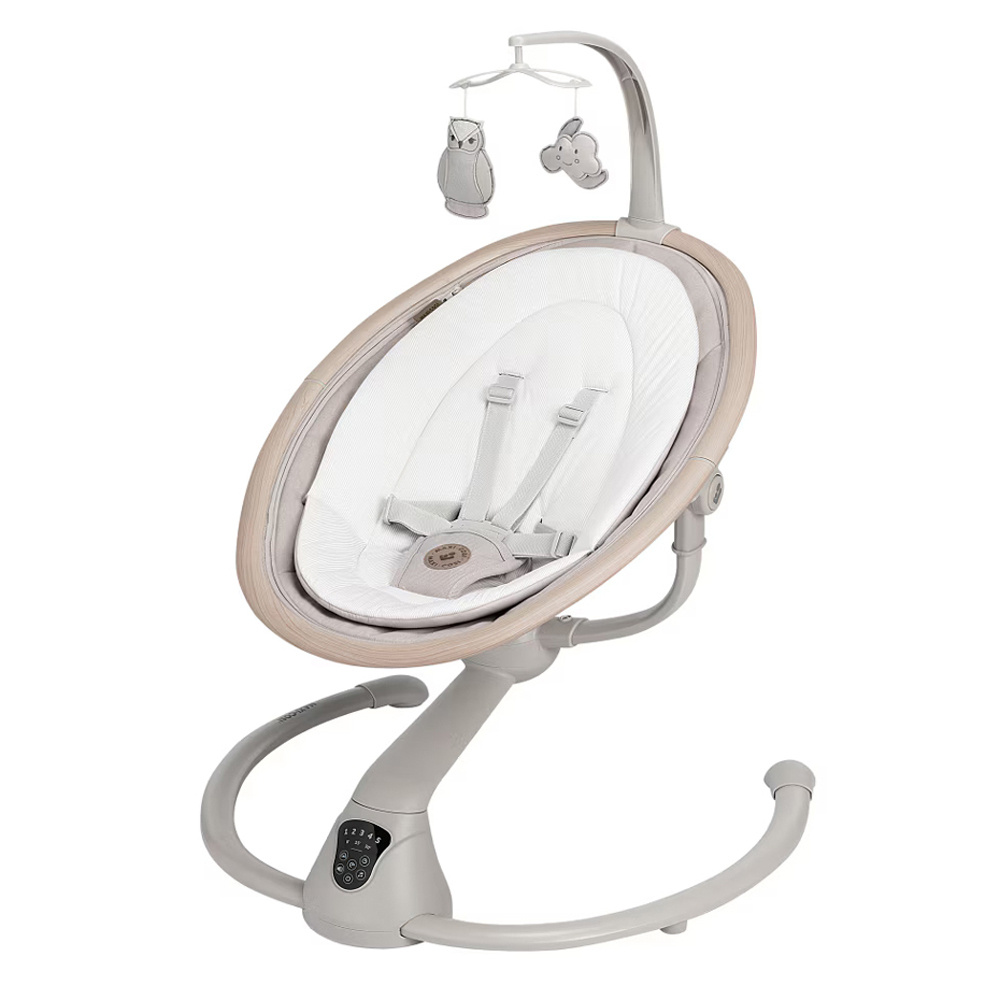 Maxi-Cosi Cassia SWG - легкое кресло-качалка для новорожденного, с автоматическим укачиванием и поворотом 360° • Classic Beige ECO