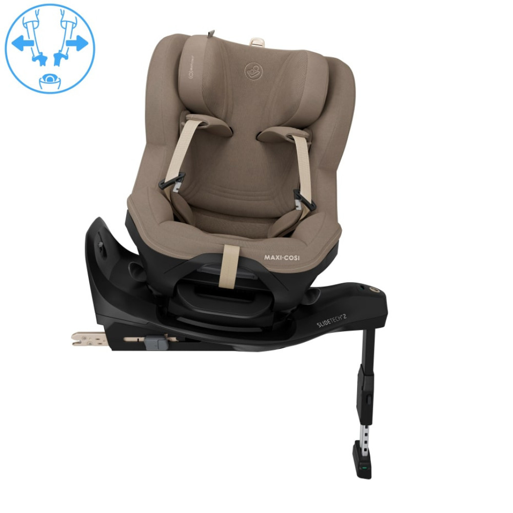 Maxi-Cosi Mica Slide Pro - дитяче автокрісло, поворотне 360°, ISOFIX з опорною ногою (0 - 4 роки / 40 - 105 см) • Authentic Truffle