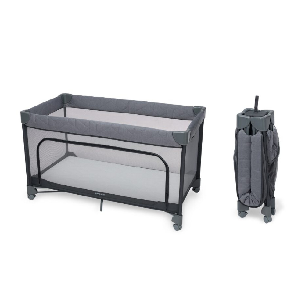 Maxi-Cosi Merlin - дитячий манеж із компактним складанням, дихаючою сіткою та матрацом • Elegance Graphite