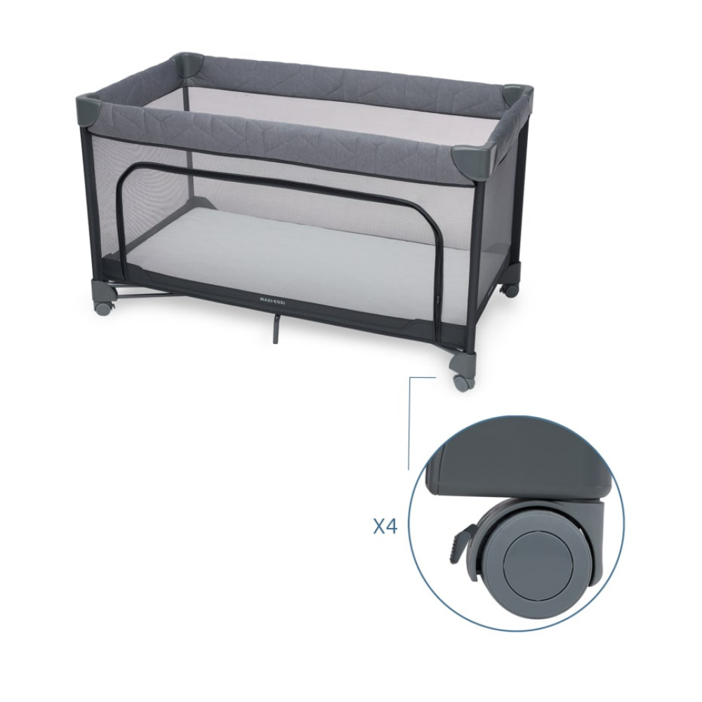 Maxi-Cosi Merlin - дитячий манеж із компактним складанням, дихаючою сіткою та матрацом • Elegance Graphite Maxi-Cosi Merlin - дитячий манеж із компактним складанням, дихаючою сіткою та матрацом • Elegance Graphite