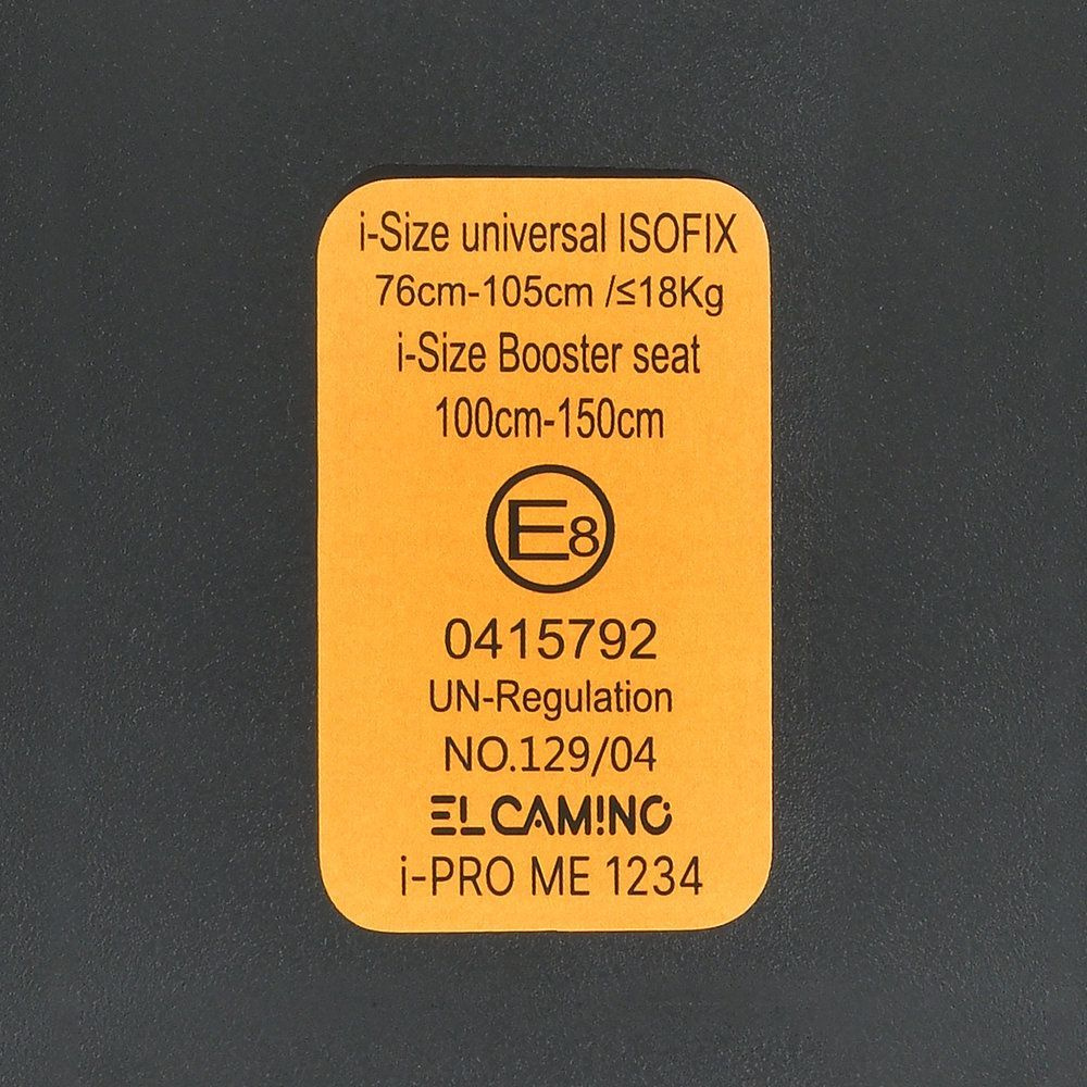 El Camino i-PRO ME 1234 - дитяче автокрісло i-Size (від 15 місяців до 12 років / 76 - 150 см), кріплення ISOFIX та Top Tether • Black El Camino i-PRO ME 1234 - дитяче автокрісло i-Size (від 15 місяців до 12 років / 76 - 150 см), кріплення ISOFIX та Top Tether • Black
