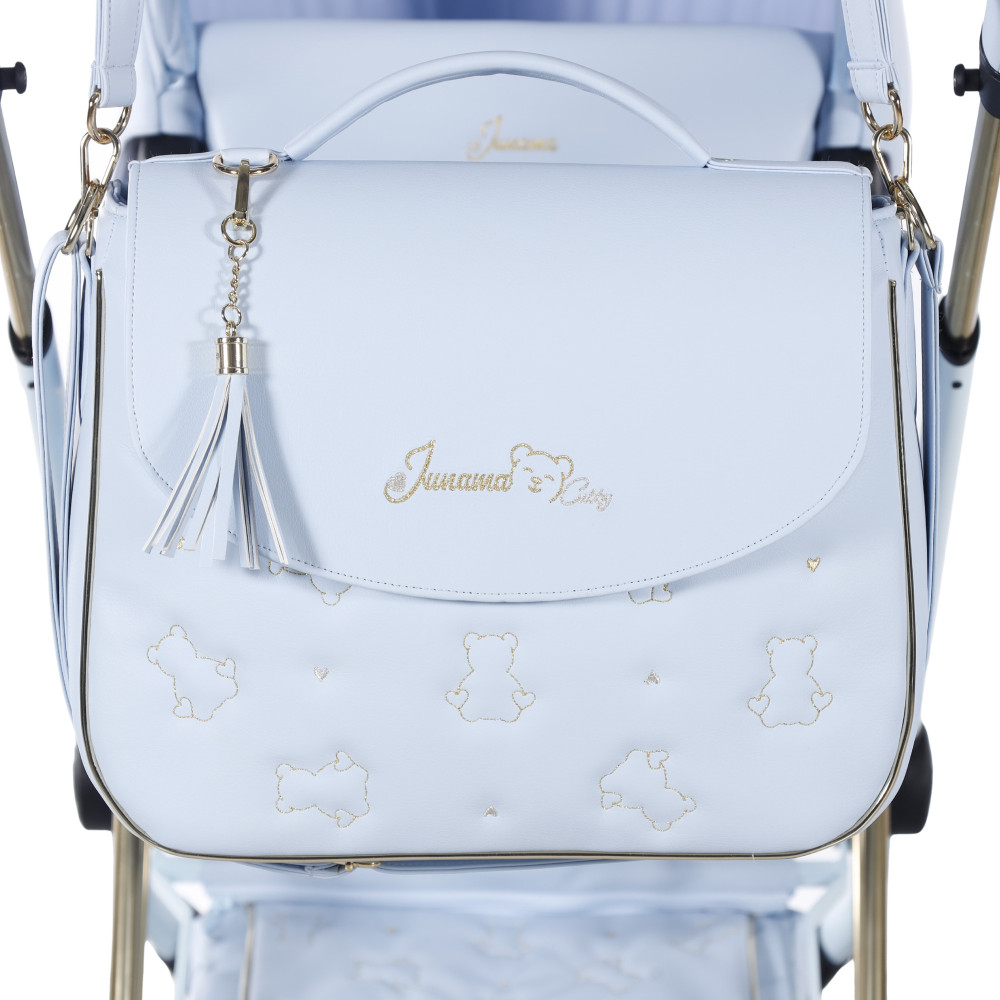 Junama Diamond Cubby - дитяча коляска 2в1 ручної роботи, люлька Diamond, вишивка з ведмедиками • Blue 03 Junama Diamond Cubby - дитяча коляска 2в1 ручної роботи, люлька Diamond, вишивка з ведмедиками • Blue 03