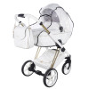 Junama Diamond Cubby - дитяча коляска 2в1 ручної роботи, люлька Diamond, вишивка з ведмедиками • White 04