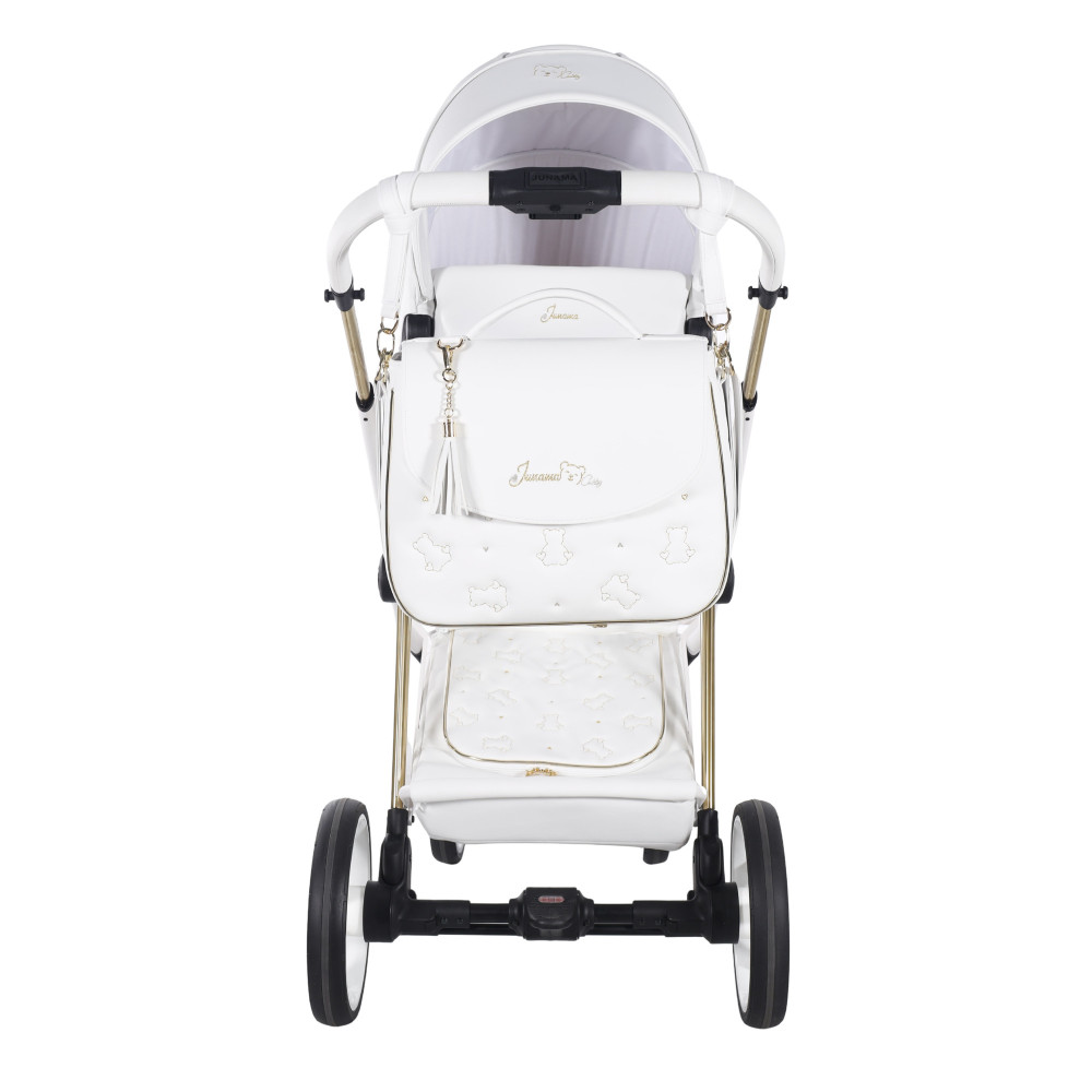 Junama Diamond Cubby - дитяча коляска 2в1 ручної роботи, люлька Diamond, вишивка з ведмедиками • White 04 Junama Diamond Cubby - дитяча коляска 2в1 ручної роботи, люлька Diamond, вишивка з ведмедиками • White 04