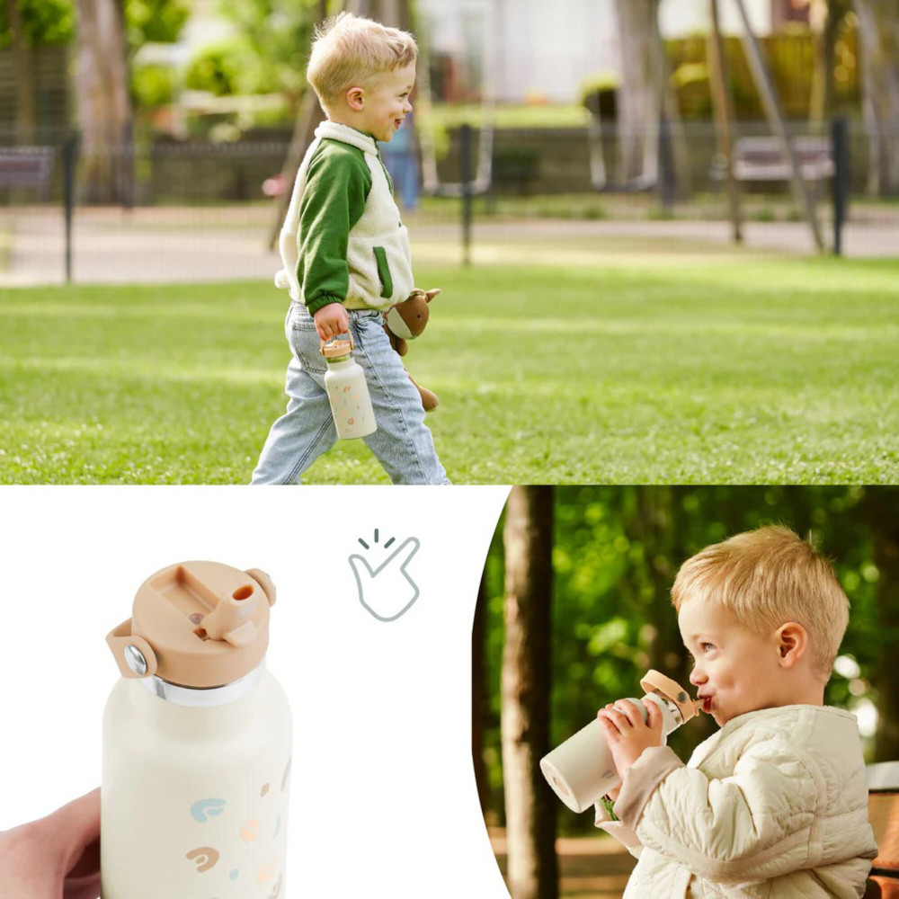 Babymoov Little Explorer - детский термос с трубочкой из нержавеющей стали, 350 мл • Ivory