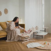 Babymoov Swoon Flow - деревянное кресло-шезлонг с укачиванием, 3 положения спинки, до 18 кг • Cream