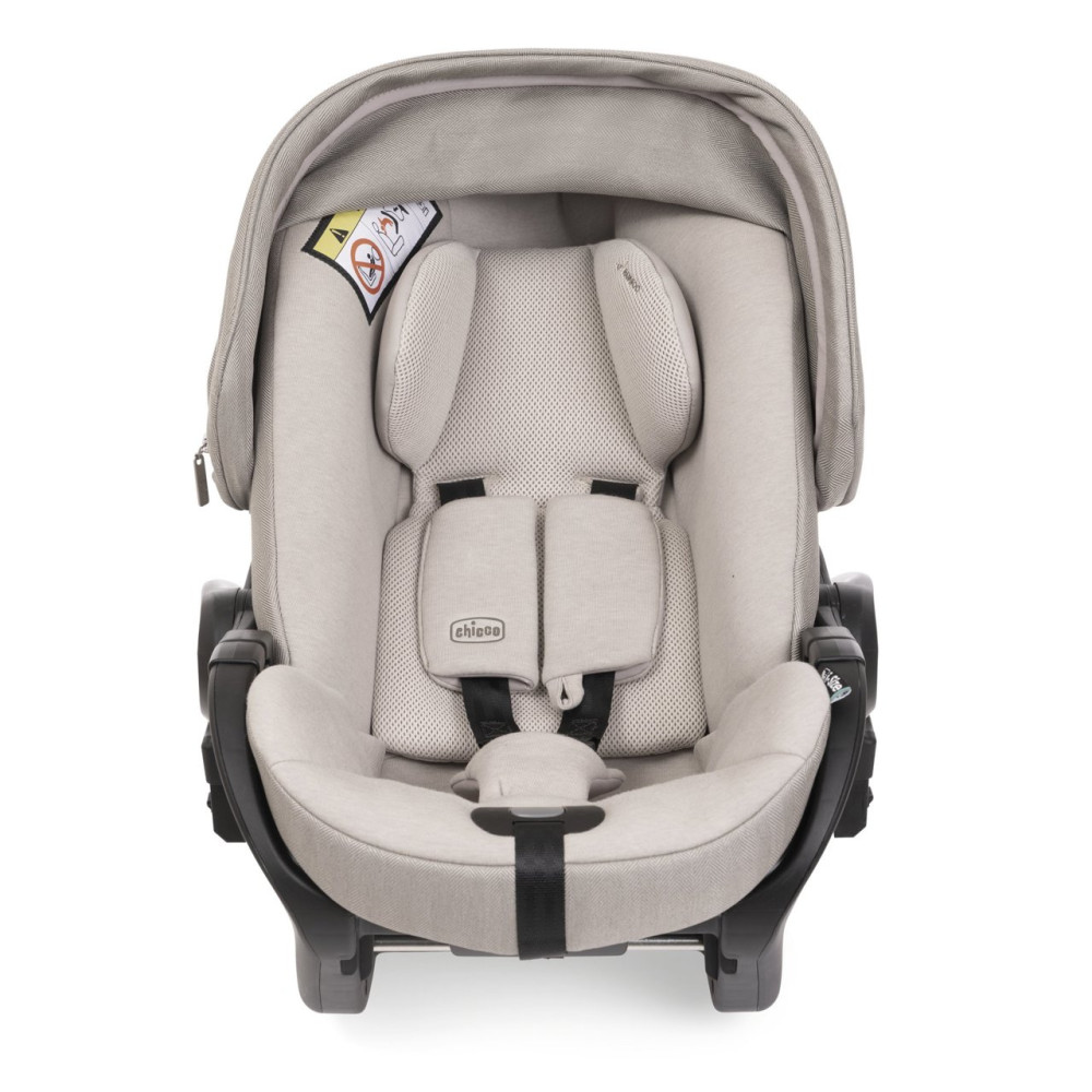 Chicco First-Seat Recline i-Size - автокрісло для немовляти (від народження до 15 місяців / 40 - 87 см), можливість використання у літаку та вдома як шезлонг, нахил спинки майже до горизонтального положення, поворот на 90° на базі • Como Lake