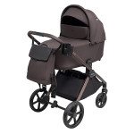 Bair Pixel Chrome Eco - дитяча коляска 2в1, всесезонний візочок, термолюлька з піоцелану, подвійна вентиляція, зростаюча спинка у прогулянці • PC-06 Velvet Chocolate