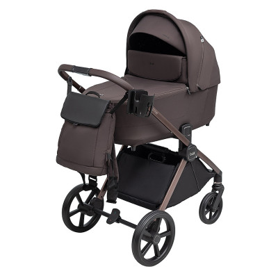 Bair Pixel Chrome Eco - дитяча коляска 2в1, всесезонний візочок, термолюлька з піоцелану, подвійна вентиляція, зростаюча спинка у прогулянці • PC-06 Velvet Chocolate