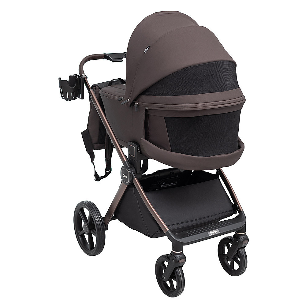 Bair Pixel Chrome Eco - дитяча коляска 2в1, всесезонний візочок, термолюлька з піоцелану, подвійна вентиляція, зростаюча спинка у прогулянці • PC-06 Velvet Chocolate