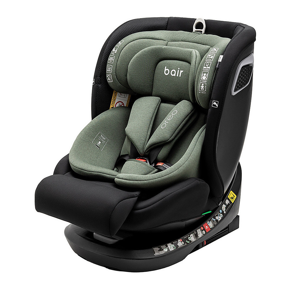Bair Oreo 360 i-Size - детское автокресло (0 - 12 лет / 40 - 150 см) с функцией поворота 360, крепление ISOFIX и Top Tether • Black-Green (BO-05)