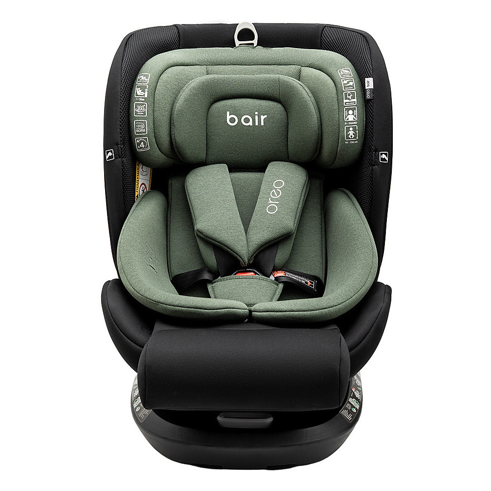 Bair Oreo 360 i-Size - детское автокресло (0 - 12 лет / 40 - 150 см) с функцией поворота 360, крепление ISOFIX и Top Tether • Black-Green (BO-05) Bair Oreo 360 i-Size - детское автокресло (0 - 12 лет / 40 - 150 см) с функцией поворота 360, крепление ISOFIX и Top Tether • Black-Green (BO-05)