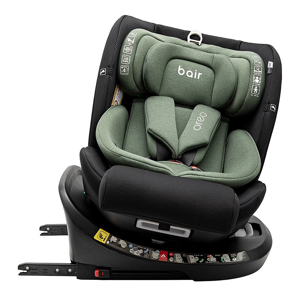 Bair Oreo 360 i-Size - детское автокресло (0 - 12 лет / 40 - 150 см) с функцией поворота 360, крепление ISOFIX и Top Tether • Black-Green (BO-05) Bair Oreo 360 i-Size - детское автокресло (0 - 12 лет / 40 - 150 см) с функцией поворота 360, крепление ISOFIX и Top Tether • Black-Green (BO-05)