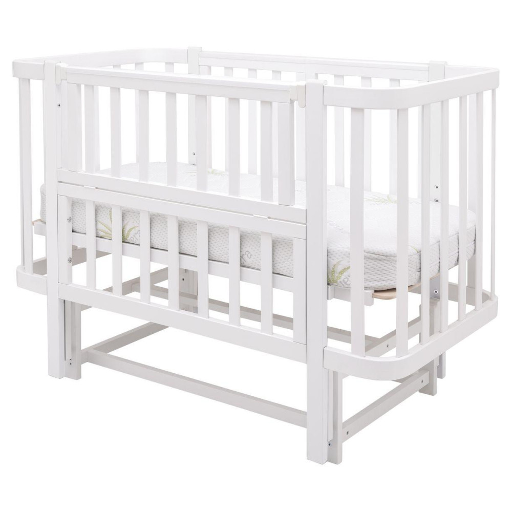 Babyroom Місяць LU-2 - дитяче ліжечко-трансформер 120×60 та 80×60 см, маятник • Білий