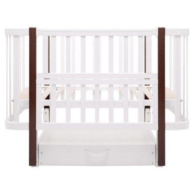 Babyroom Місяць LU-3 - детская кроватка-трансформер 120×60 и 80×60 см, маятник и ящик • Белый / Венге