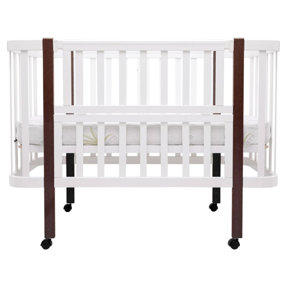 Babyroom Місяць LU-1 - дитяче ліжечко-трансформер 120×60 та 80×60 см, знімні колеса • Білий / Венге
