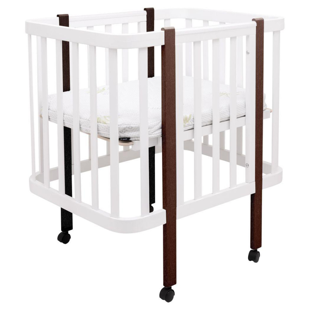 Babyroom Місяць LU-1 - дитяче ліжечко-трансформер 120×60 та 80×60 см, знімні колеса • Білий / Венге