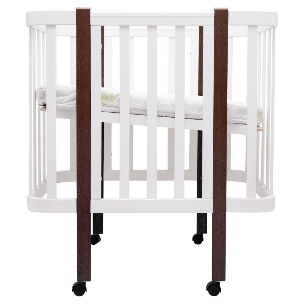 Babyroom Місяць LU-1 - дитяче ліжечко-трансформер 120×60 та 80×60 см, знімні колеса • Білий / Венге