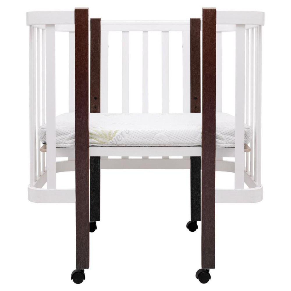 Babyroom Місяць LU-1 - дитяче ліжечко-трансформер 120×60 та 80×60 см, знімні колеса • Білий / Венге