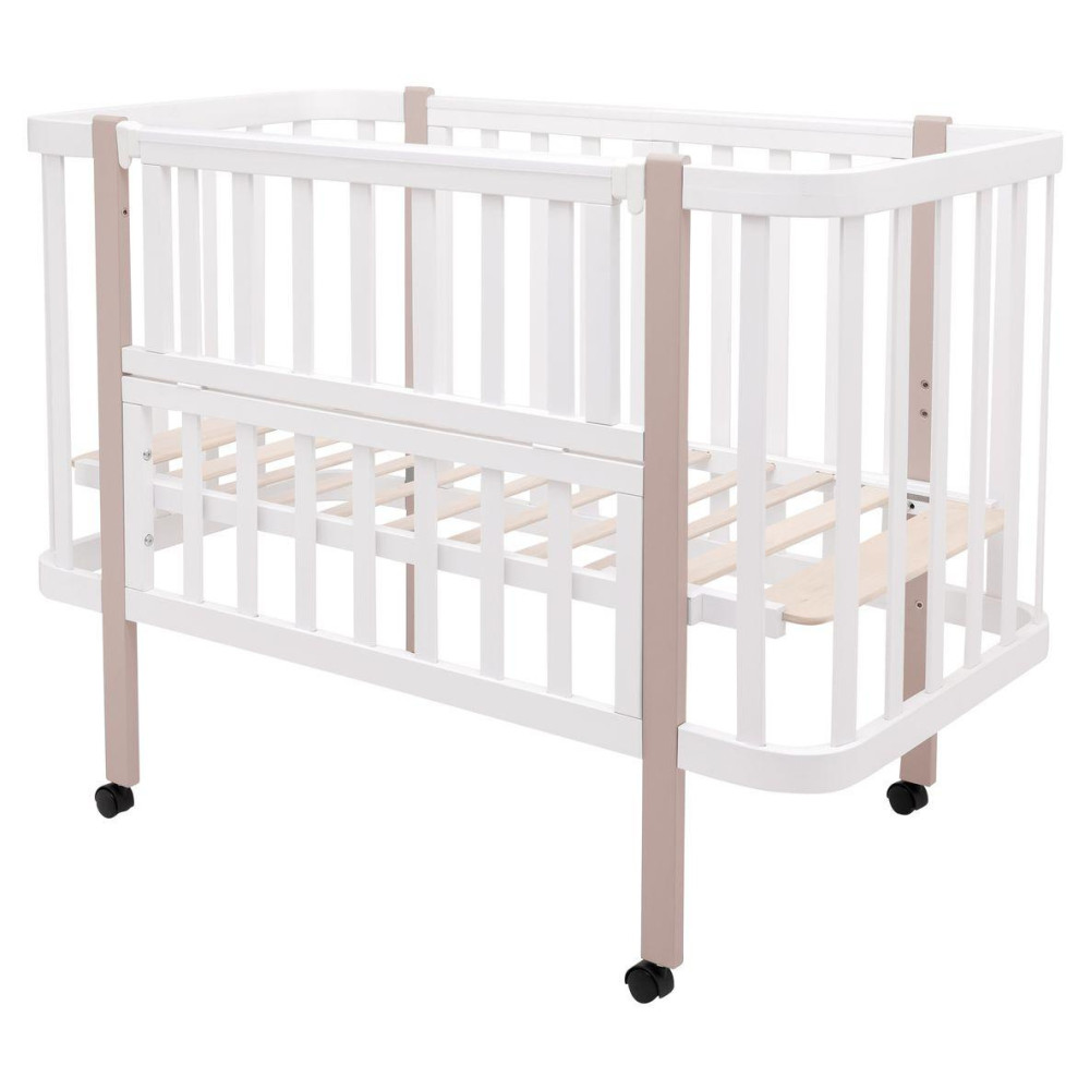 Babyroom Місяць LU-1 - дитяче ліжечко-трансформер 120×60 та 80×60 см, знімні колеса • Білий / Капучино