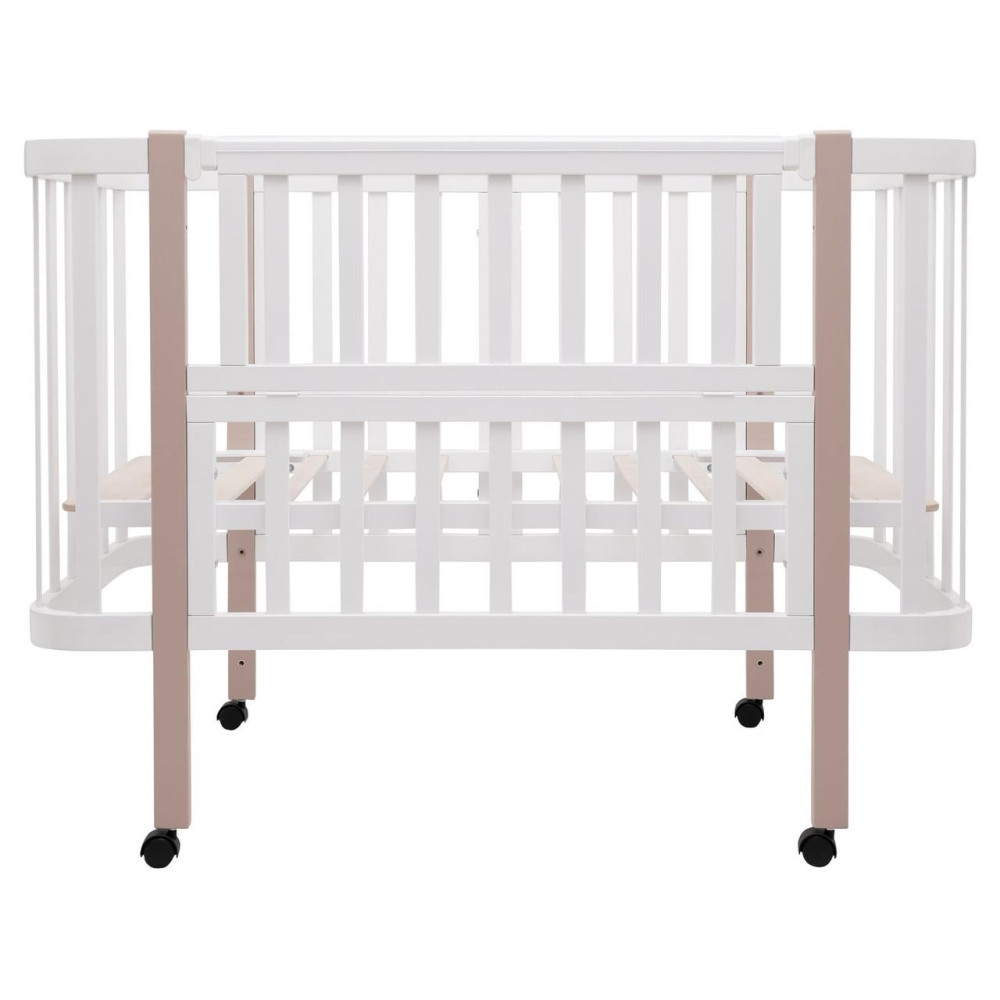 Babyroom Місяць LU-1 - дитяче ліжечко-трансформер 120×60 та 80×60 см, знімні колеса • Білий / Капучино