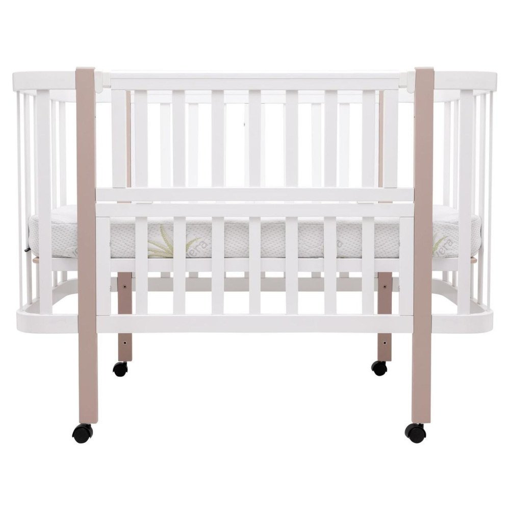 Babyroom Місяць LU-1 - дитяче ліжечко-трансформер 120×60 та 80×60 см, знімні колеса • Білий / Капучино