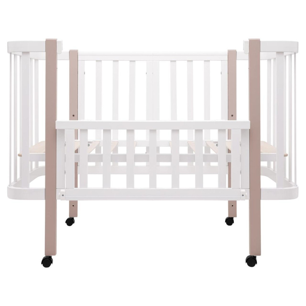 Babyroom Місяць LU-1 - дитяче ліжечко-трансформер 120×60 та 80×60 см, знімні колеса • Білий / Капучино