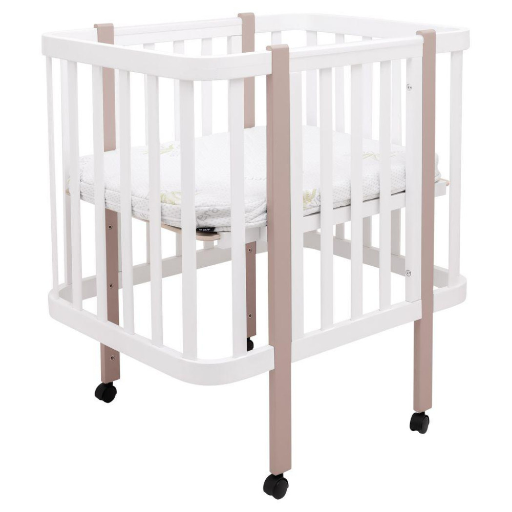 Babyroom Місяць LU-1 - дитяче ліжечко-трансформер 120×60 та 80×60 см, знімні колеса • Білий / Капучино