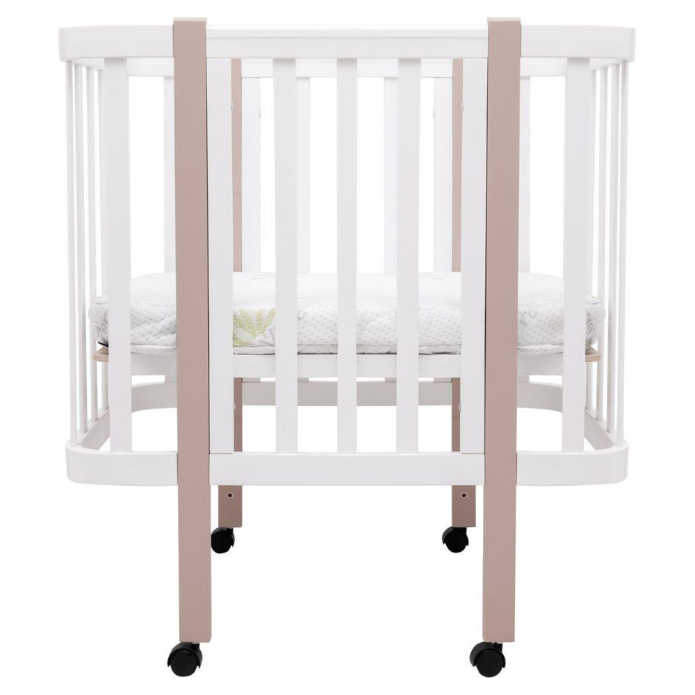 Babyroom Місяць LU-1 - дитяче ліжечко-трансформер 120×60 та 80×60 см, знімні колеса • Білий / Капучино