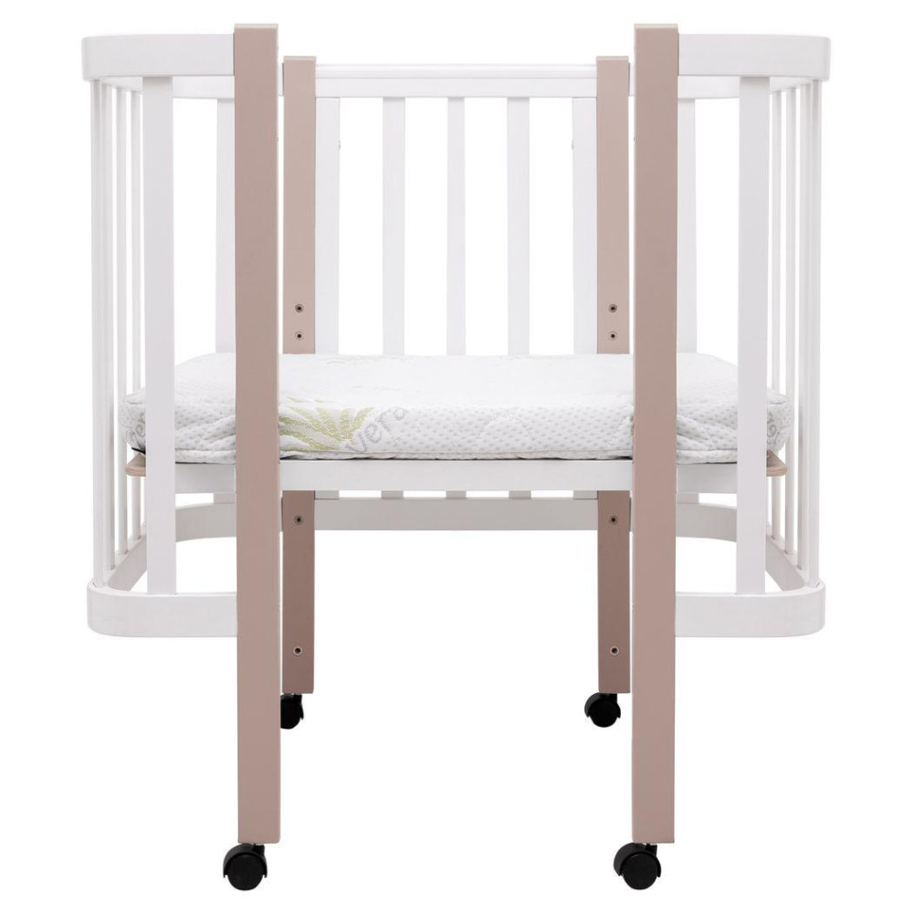 Babyroom Місяць LU-1 - дитяче ліжечко-трансформер 120×60 та 80×60 см, знімні колеса • Білий / Капучино