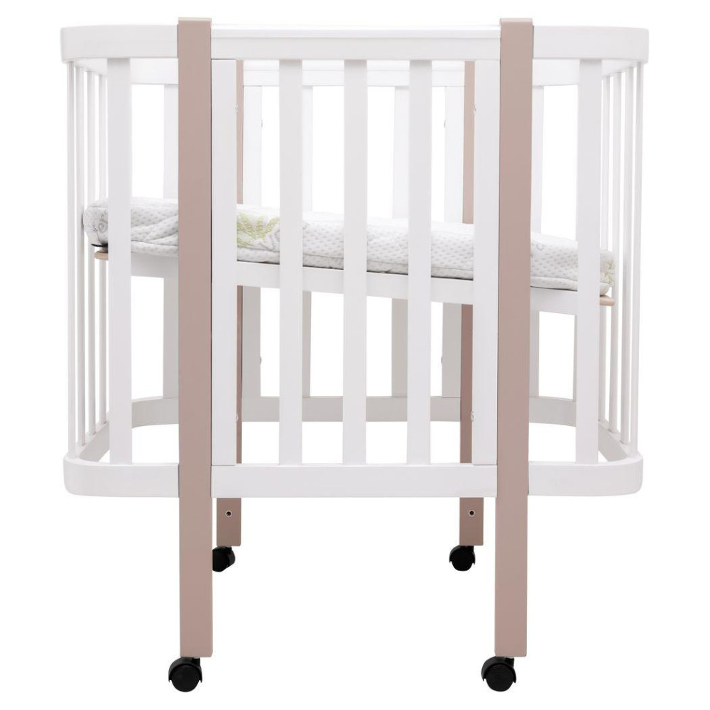 Babyroom Місяць LU-1 - дитяче ліжечко-трансформер 120×60 та 80×60 см, знімні колеса • Білий / Капучино