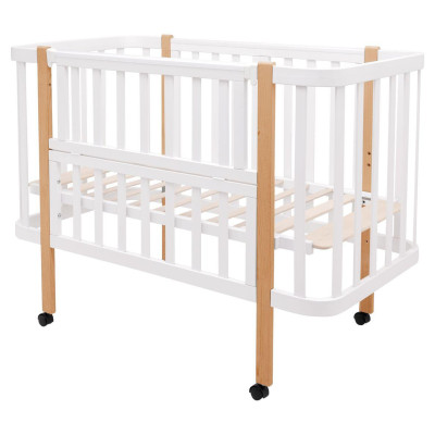 Babyroom Місяць LU-1 - дитяче ліжечко-трансформер 120×60 та 80×60 см, знімні колеса • Білий / Натуральний