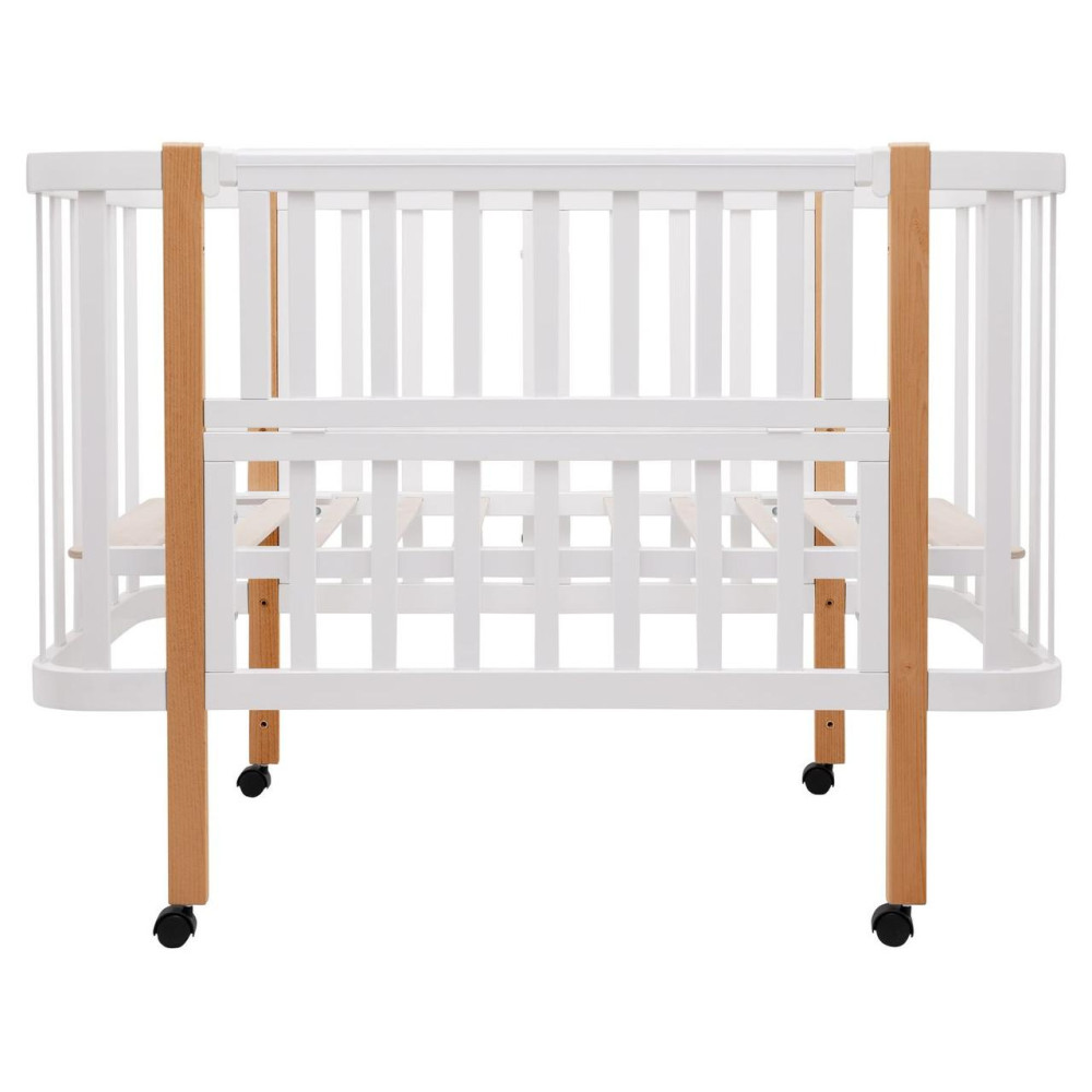 Babyroom Місяць LU-1 - дитяче ліжечко-трансформер 120×60 та 80×60 см, знімні колеса • Білий / Натуральний