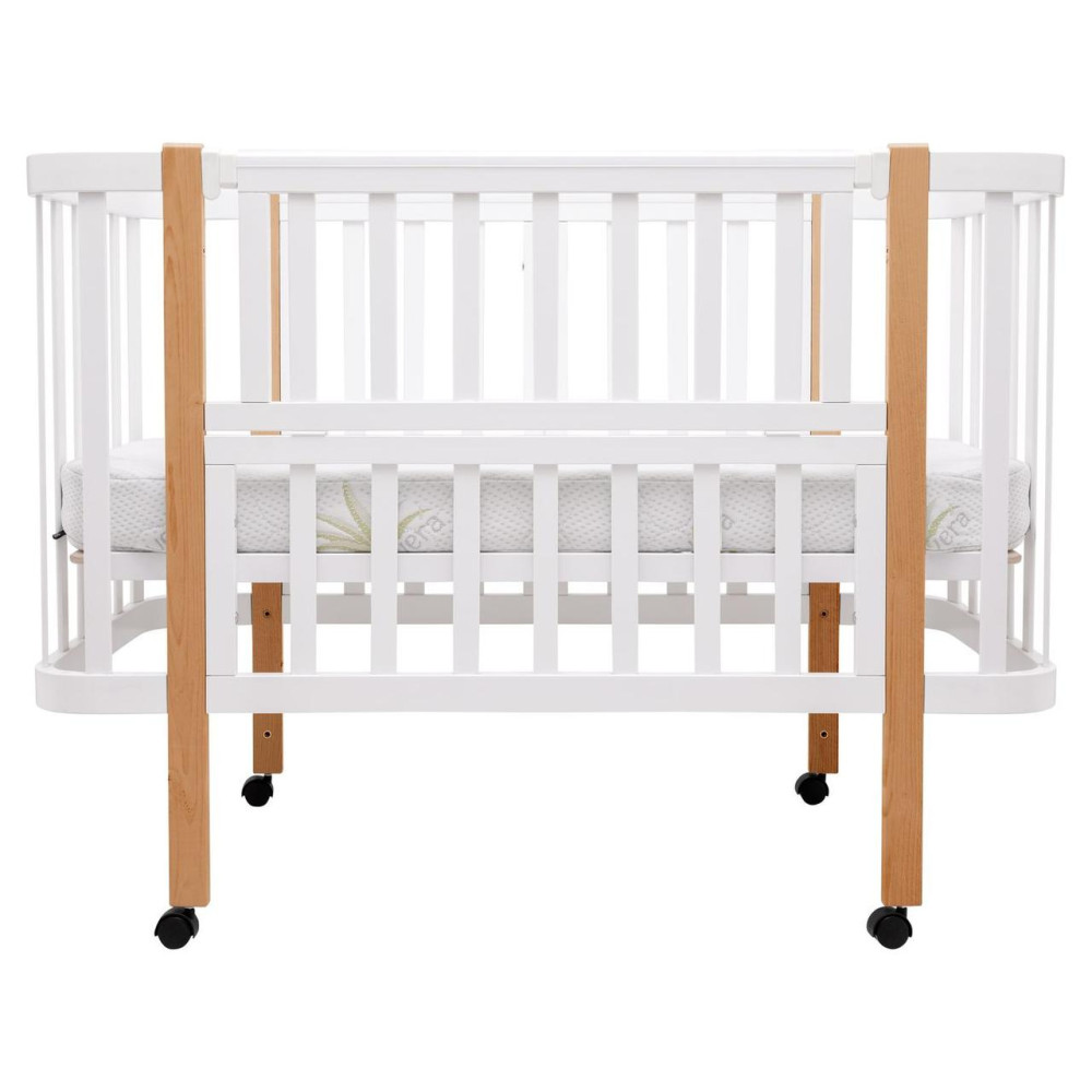 Babyroom Місяць LU-1 - дитяче ліжечко-трансформер 120×60 та 80×60 см, знімні колеса • Білий / Натуральний