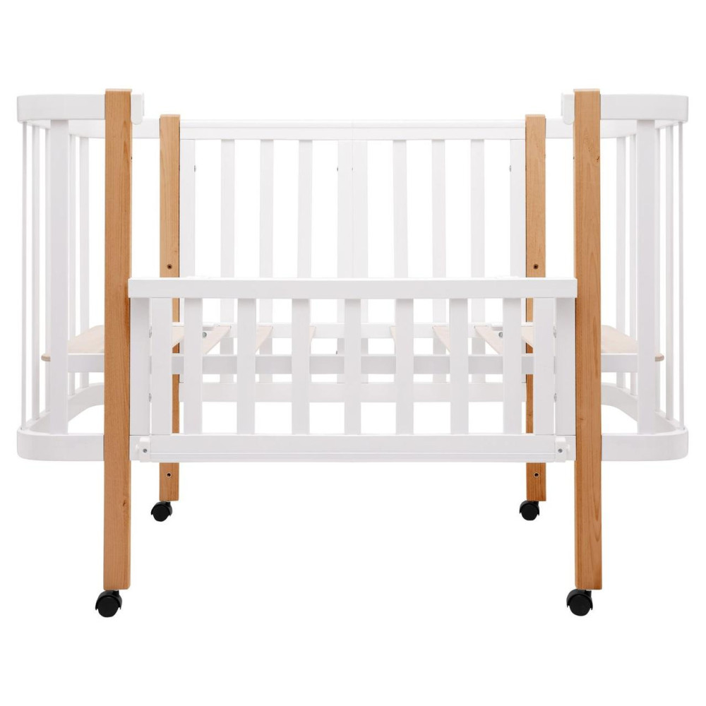 Babyroom Місяць LU-1 - дитяче ліжечко-трансформер 120×60 та 80×60 см, знімні колеса • Білий / Натуральний